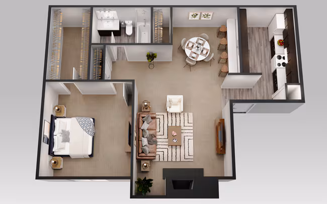 1 Bedroom 1 Bath 2199 floor plan